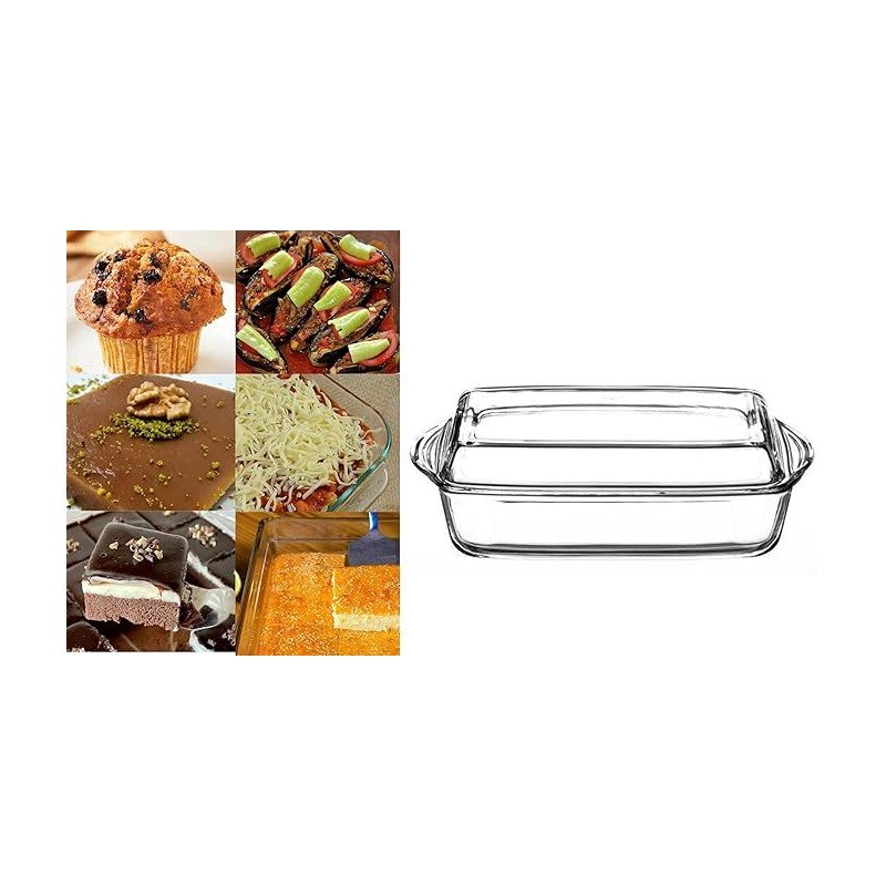 Plat à Gratin Pasabahce Borcam - 40x27x5 Cm - Verre Transparent - Lave-vaisselle/Micro-ondes